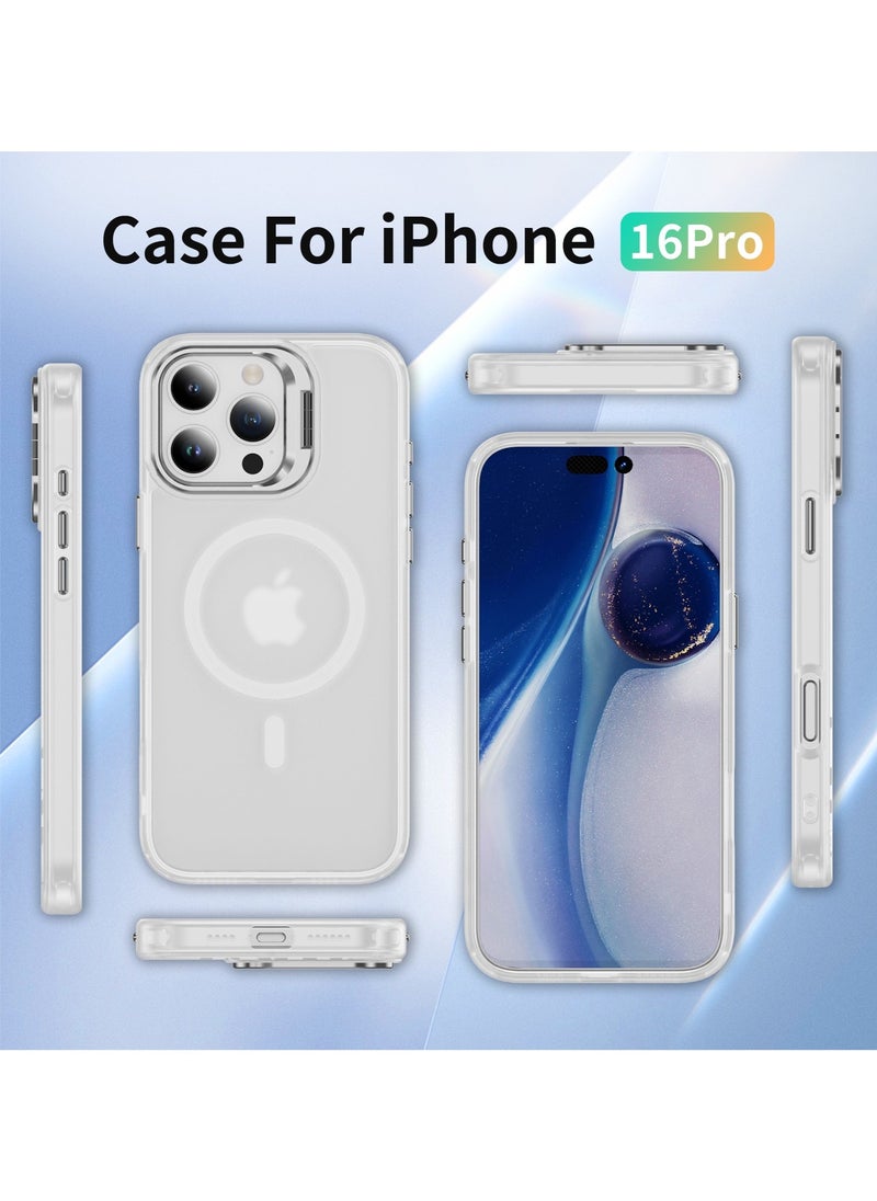 TEAM LUXURY iPhone 16 Pro Protective Case, Compatible With MagSafe Built-in Stand iPhone Protective Case Scratch Resistant Back Case Classic Series Transparent  - Image 5