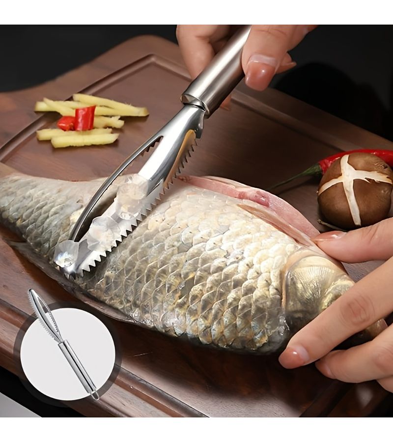 Stainless Steel Fish Scale Remover With Ergonomic Handle For Home Kitchen Use - Image 2