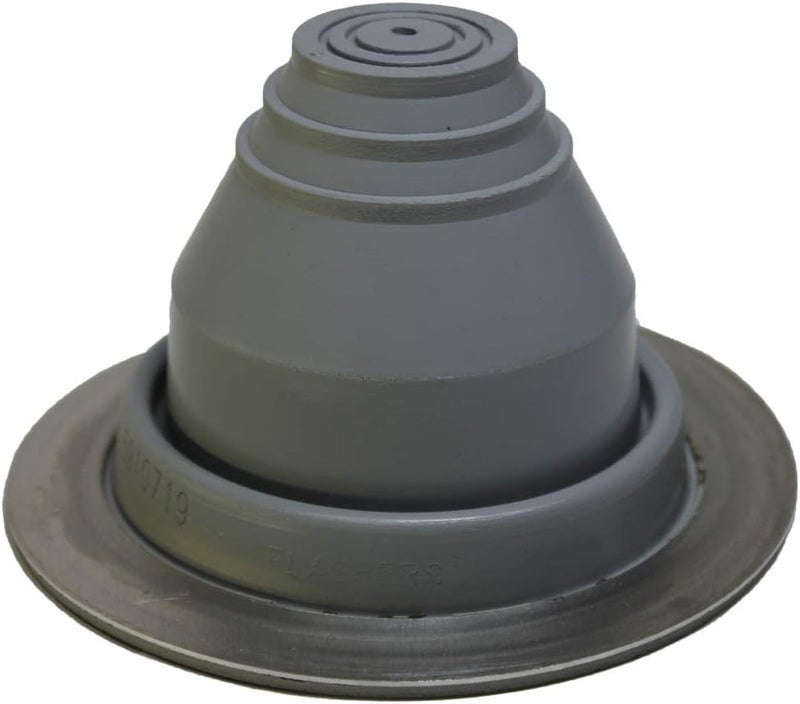 Flashers #1 Grey EPDM Round Flexible Roof Jack Metal Roofing Pipe Flashing (Pipe OD 1/4" to 2") - 100% Made In The USA - Image 1