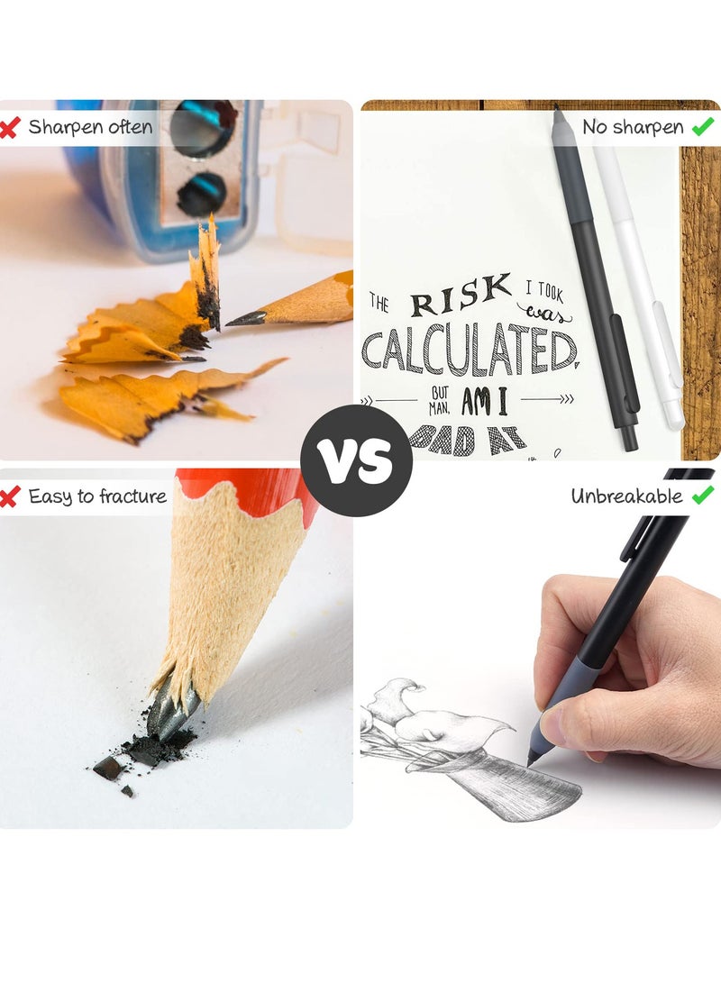 Excefore 10 PCS Inkless Eternal Mechanical Pencil Set, Tree-Friendly Durable Mechanical Pencils 0.5, Everlasting Pencil for Kids & Adult Writing, Sketch, Drawing (Black and White) - Image 5