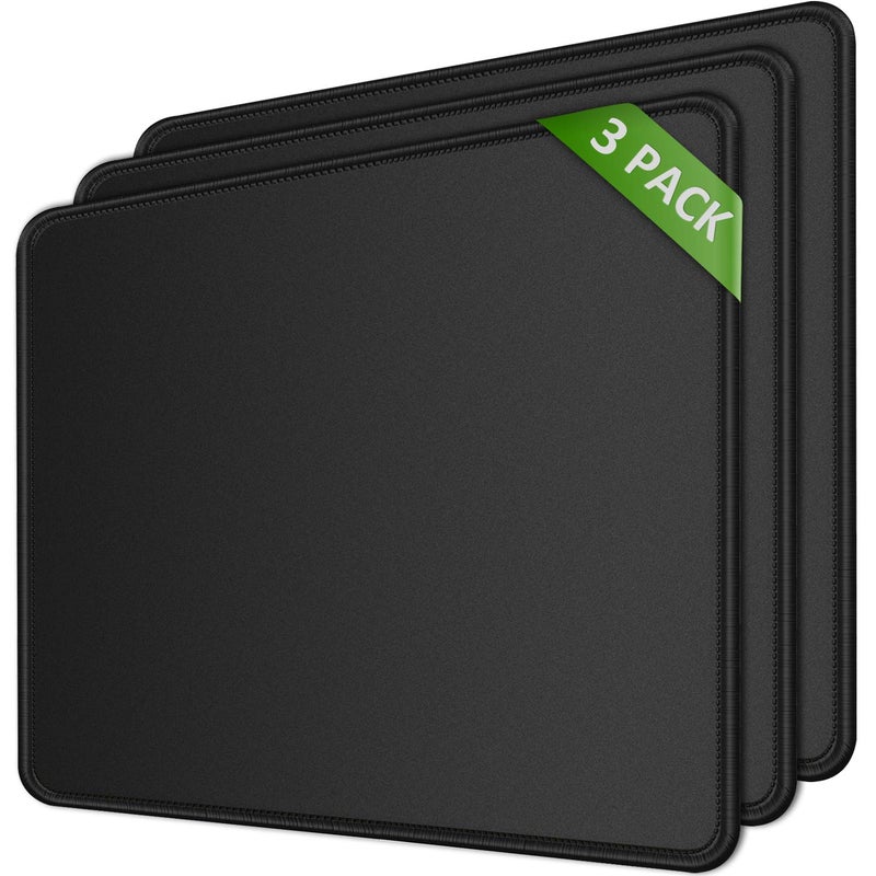 MROCO Mouse Pad [30% Larger] with Stitched Edges, 3 Pack Premium-Textured & Waterproof Mousepad Bulk with Non-Slip Rubber Base for Computers, Laptop, PC, Office & Home, 8.5 x 11 x 0.12 in, Black - Image 1