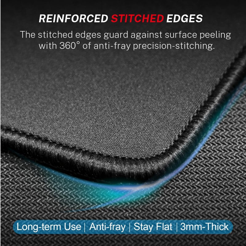 MROCO Mouse Pad [30% Larger] with Stitched Edges, 3 Pack Premium-Textured & Waterproof Mousepad Bulk with Non-Slip Rubber Base for Computers, Laptop, PC, Office & Home, 8.5 x 11 x 0.12 in, Black - Image 3