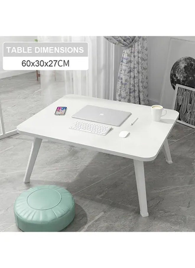 C&C Home Multi Functional Portable Computer Laptop Desk Study Table Dinning Table Breakfast Tray Coffee Table With Non Slip Foldable Legs White 60x30x27 cm  - Image 2