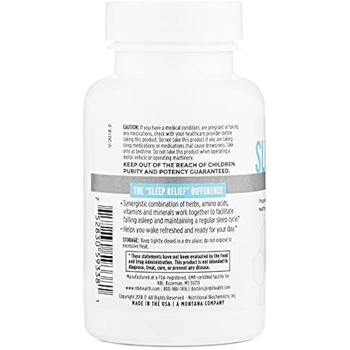 NBI Sleep Relief Melatonin Natural Formula | Soothing Bedtime Supplement | Sleep Support with Magnesium and L-Theanine | 60ct Tablets - Image 3