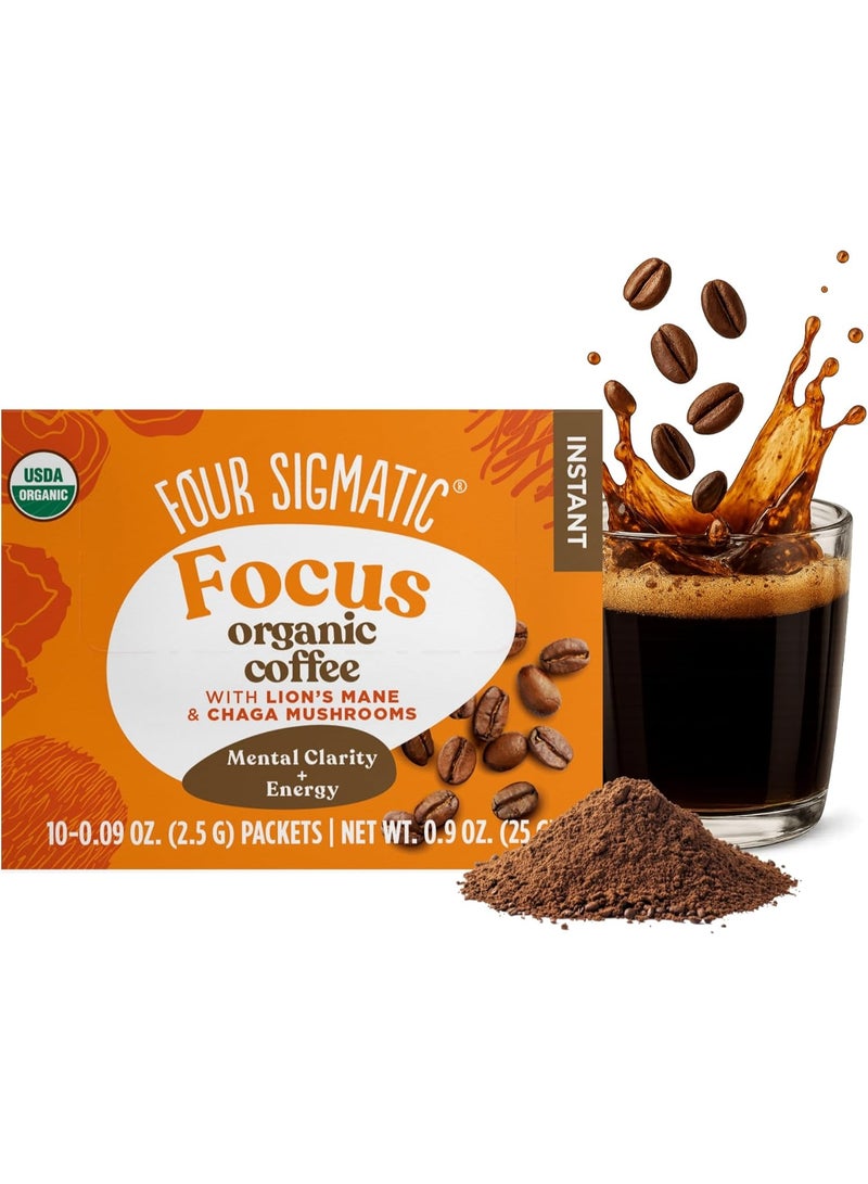 Four Sigmatic Organic Mushroom Coffee by Four Sigmatic | Arabica Instant Coffee Singles with Lion's Mane, Chaga and Rhodiola | Mushroom Coffee Instant Mix for Better Focus and Immune Support | 10 Packets - Image 1