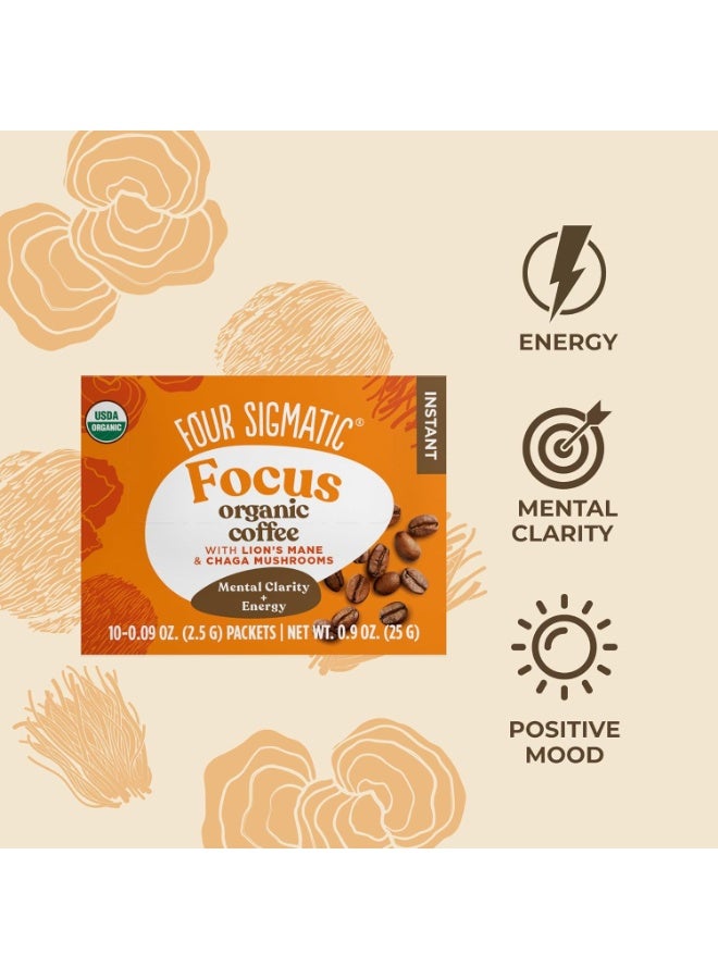 Four Sigmatic Organic Mushroom Coffee by Four Sigmatic | Arabica Instant Coffee Singles with Lion's Mane, Chaga and Rhodiola | Mushroom Coffee Instant Mix for Better Focus and Immune Support | 10 Packets - Image 3