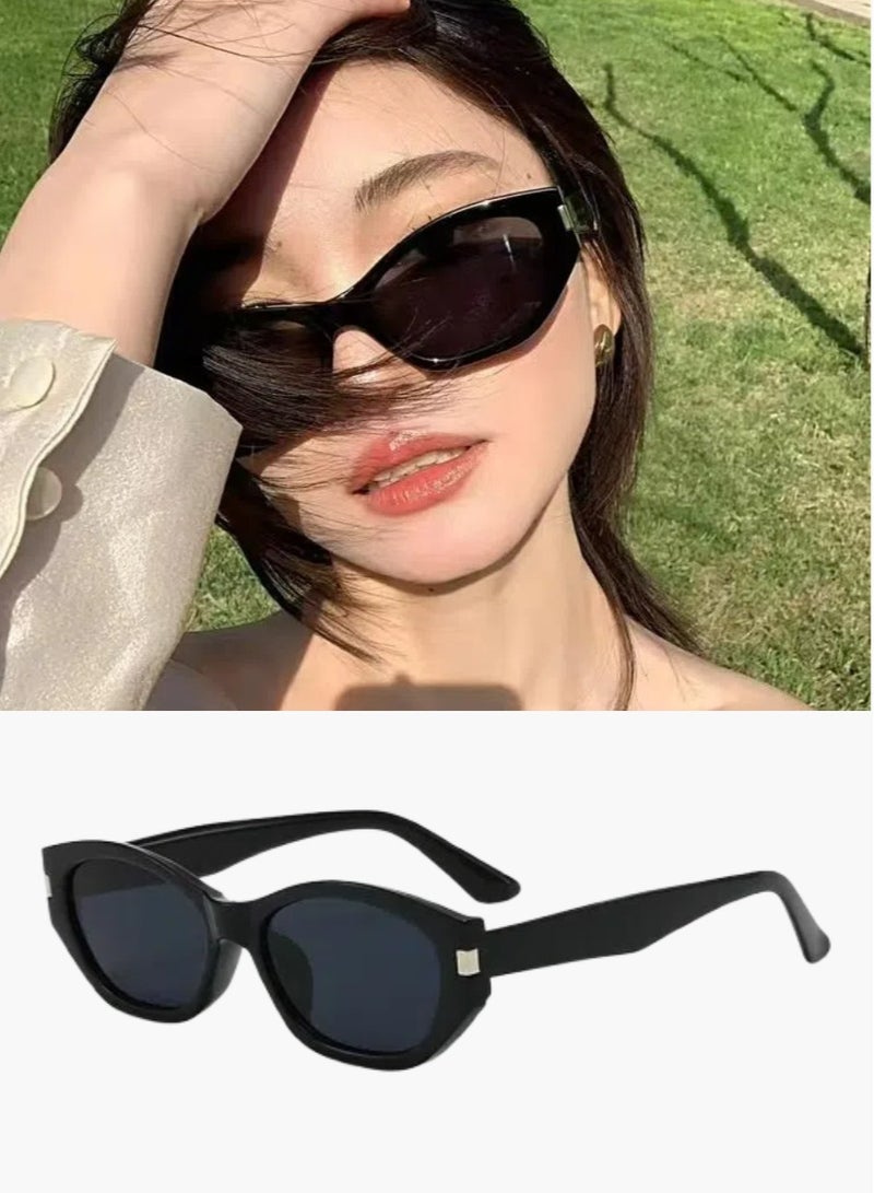 UrbanNest Women's Sunglasses Cat Eye Design, Stylish and Fashion Small Frame Shades, UV400 Protection, Anti-Glare, for Driving and Outdoor, Black - Image 1