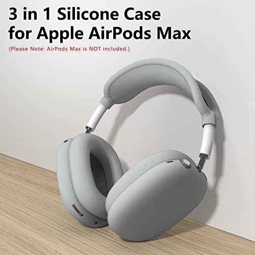 MINDRESY Silicone Case Cover for AirPods Max Headphones, Ear Pad Case Cover/Ear Cups Cover/Headband Cover for AirPods Max (USB-C/Lightning)(2024/2020),Accessories Silicone Protector for Apple AirPod Max, Gray - Image 2