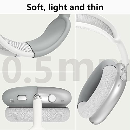 MINDRESY Silicone Case Cover for AirPods Max Headphones, Ear Pad Case Cover/Ear Cups Cover/Headband Cover for AirPods Max (USB-C/Lightning)(2024/2020),Accessories Silicone Protector for Apple AirPod Max, Gray - Image 5
