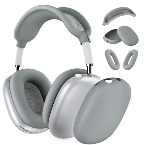 MINDRESY Silicone Case Cover for AirPods Max Headphones, Ear Pad Case Cover/Ear Cups Cover/Headband Cover for AirPods Max (USB-C/Lightning)(2024/2020),Accessories Silicone Protector for Apple AirPod Max, Gray - Image 1