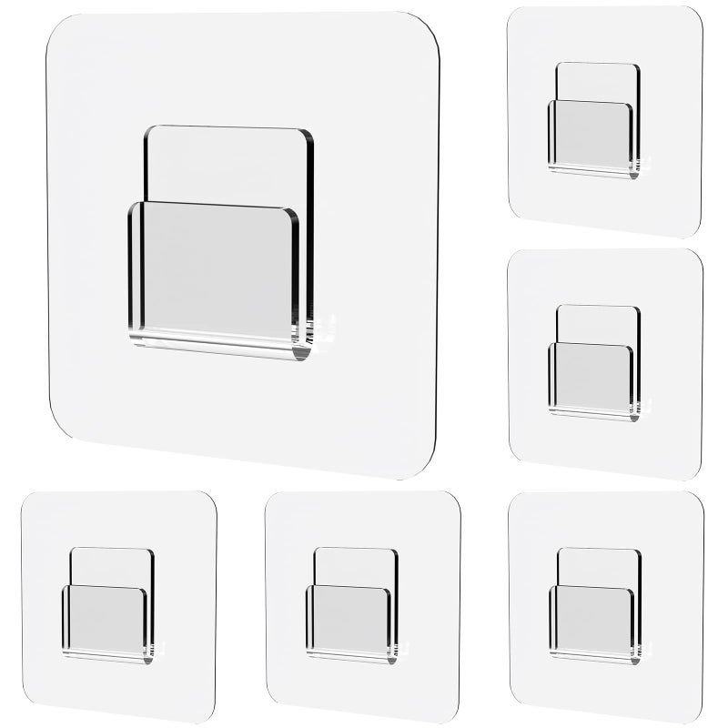 Jovware Adhesive Shower Caddy Replacement Sticker Flat Hooks for Bathroom Organizer and Kitchen Transparent Strong Hooks 6 Pack