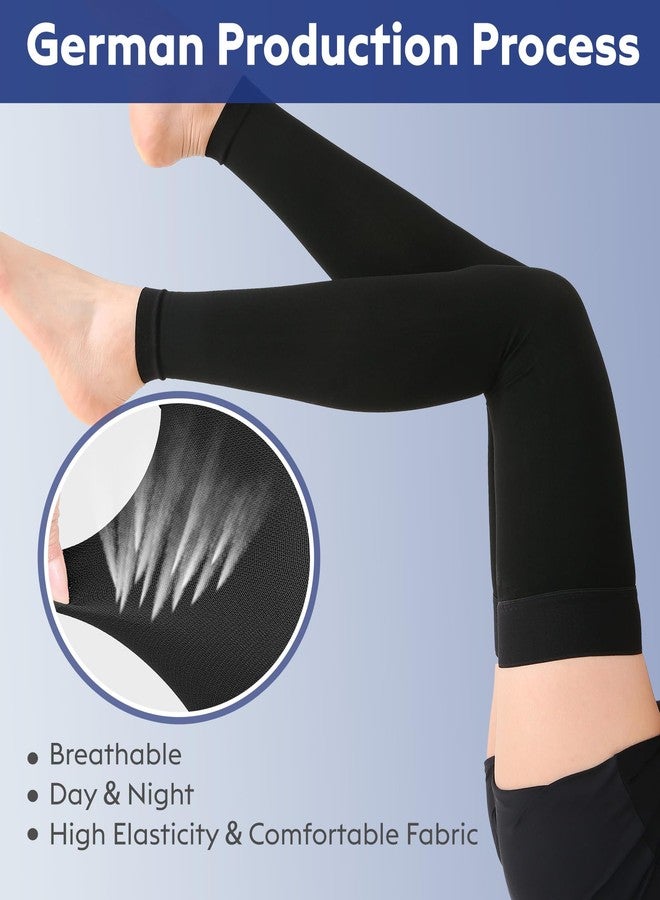 KEKING® Thigh High Compression Stockings Footless, Unisex, 20-30mmHg Leg Support Compression Sleeves with Anti-Slip Silicone Band, Opaque, Treatment Swelling, Varicose Veins, Edema, DVT, Black Small - Image 3