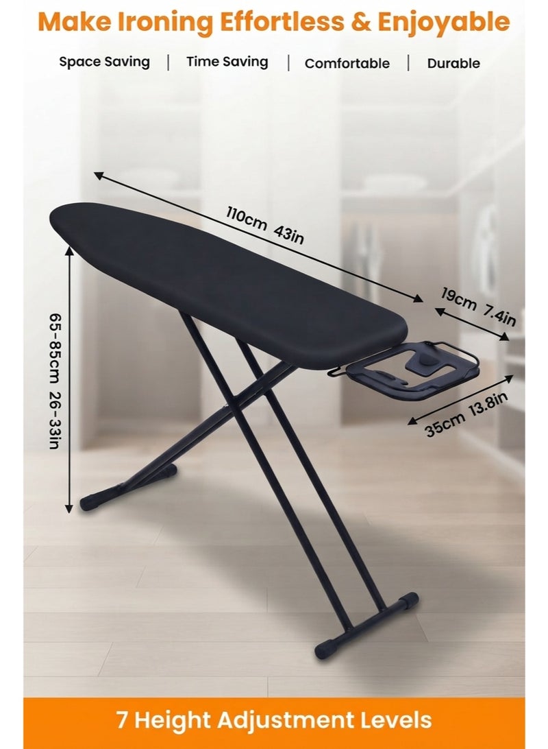 BLOOMING TIME Adjustable Height Ironing Board with Heat Resistant Cover, Foldable Ironing Board with Iron Rest, Adjustable Iron Board with Non-Slip Legs, Sturdy Steel Frame for Home Laundry Room - Image 3