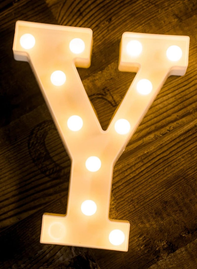 مخطوطات أضواء الحروف الأبجدية LED تضيء الحروف البلاستيكية الدائمة المعلقة Y (8.66 بوصة × 6.88 بوصة × 1.7 بوصة) - Image 1