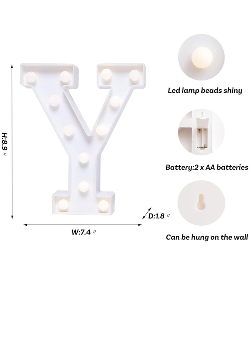 مخطوطات أضواء الحروف الأبجدية LED تضيء الحروف البلاستيكية الدائمة المعلقة Y (8.66 بوصة × 6.88 بوصة × 1.7 بوصة) - Image 2