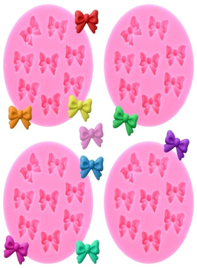 Tweruna 4 PCS Bow Molds for Chocolate, Silicone Mini Bow Chocolate Mold, Silicone Fondant Candy Bowknot Mold for DIY Desserts, Cake Pop, Candy, Cake Decorating - Image 1