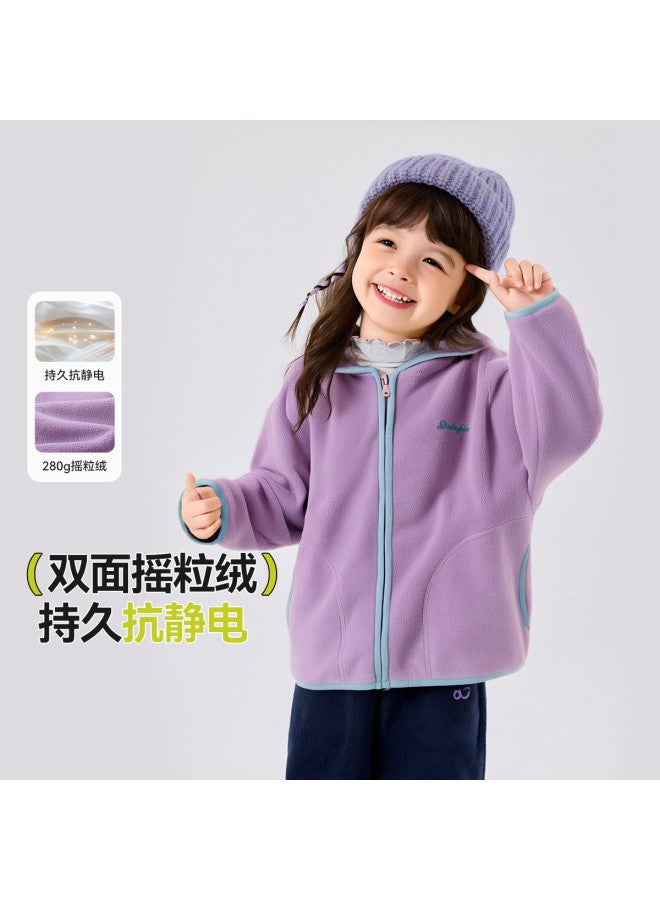 Doodle Home girls' Fleece Hooded Jacket, Autumn Kids' Outerwear, Baby Girl's Top, Children's Clothing - Image 2
