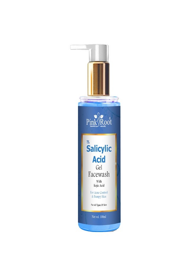 Pink Root 1% Salicylic Acid Gel Face Wash with kojic Acid for acne skin & bumpy Skin - 100 ml - Image 1