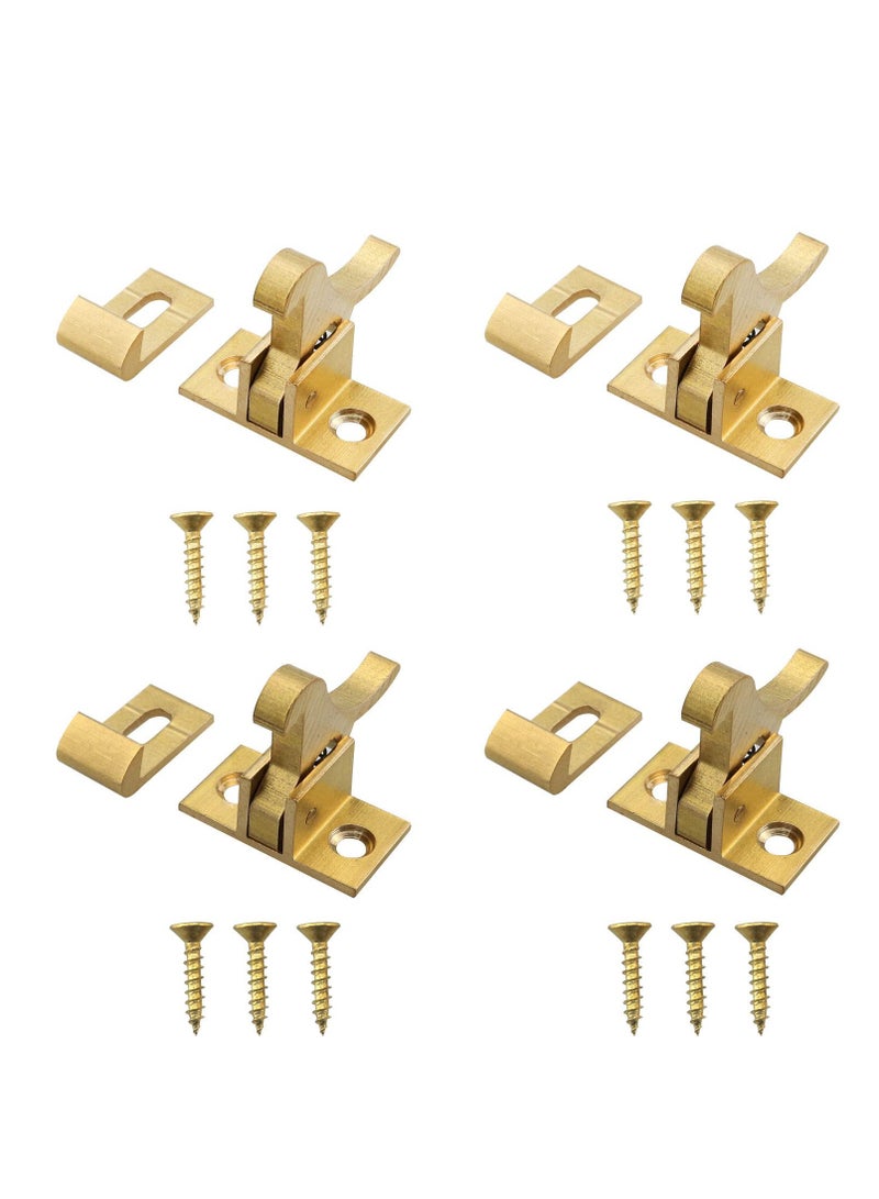 Heavy Duty Brass Elbow Latch Catch for Cabinets Windows and Doors 4 Pack with Mounting Screws Ideal for Home and Office Use - Image 1