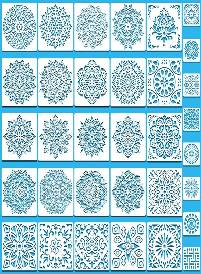 SUNFEEL Mandala Painting Craft Stencils – Mandala Templates 6 x 6 in and 3.5 x 3.5 in Reusable Painted Painting Stencils， Stencils for Painting On Wood and Canvas, DIY Crafts Andfurniture (B-Mandala) - Image 1