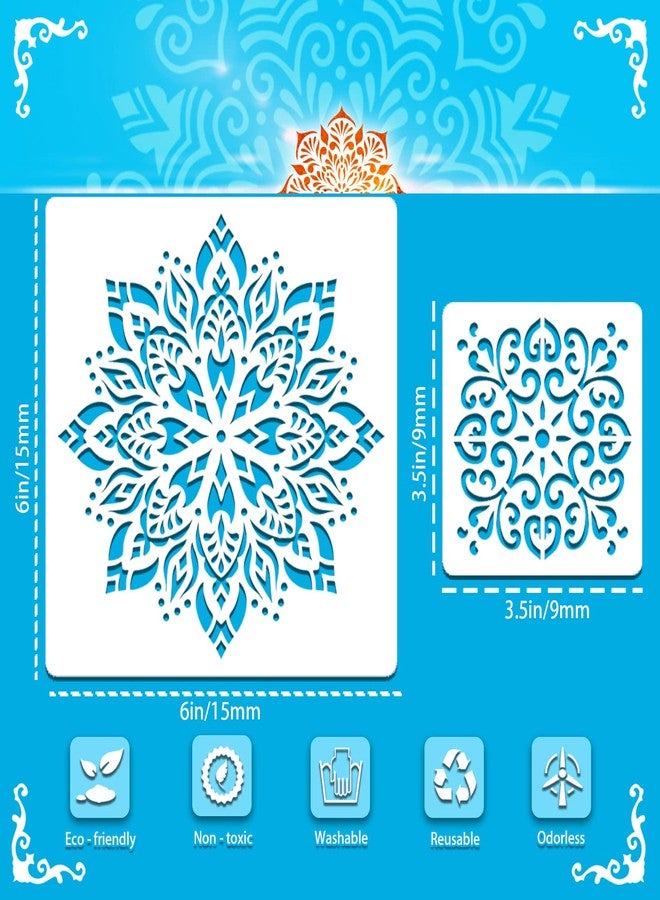 SUNFEEL Mandala Painting Craft Stencils – Mandala Templates 6 x 6 in and 3.5 x 3.5 in Reusable Painted Painting Stencils， Stencils for Painting On Wood and Canvas, DIY Crafts Andfurniture (B-Mandala) - Image 2