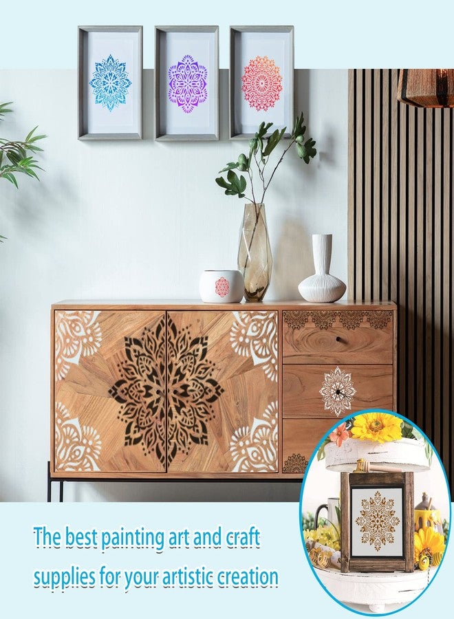 SUNFEEL Mandala Painting Craft Stencils – Mandala Templates 6 x 6 in and 3.5 x 3.5 in Reusable Painted Painting Stencils， Stencils for Painting On Wood and Canvas, DIY Crafts Andfurniture (B-Mandala) - Image 5