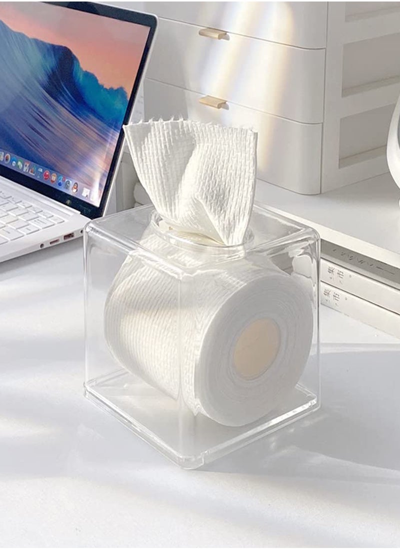 Toshionics Square Shape Acrylic Tissue Holder Box Transparent Clear Dispenser Paper Napkin for Home Office Restaurants Hotels Bathroom  - Image 3