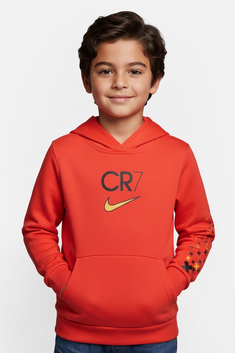 Nike Kids Boy Sportswear Fit CR7 Club Football Hoodie, Red - Image 1