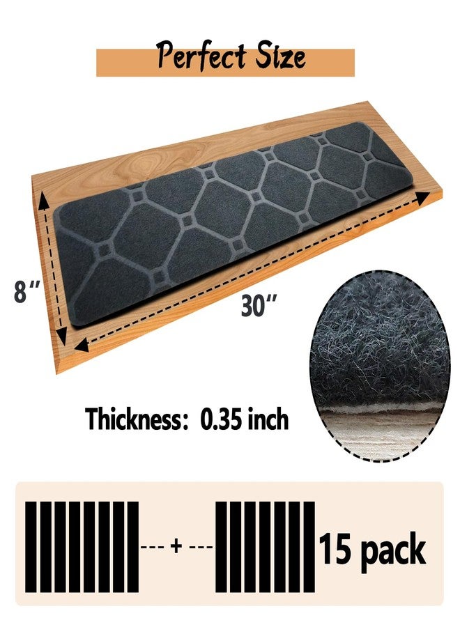 Demiwise Non Slip Stair Treads for Wooden Steps Indoor，15 Pack 8" x 30" Non Slip Carpet Stair Treads with Reusable Adhesive Rubber Backing，Staircase Step Treads Carpet Treads for Kids Elders and Pets - Image 2
