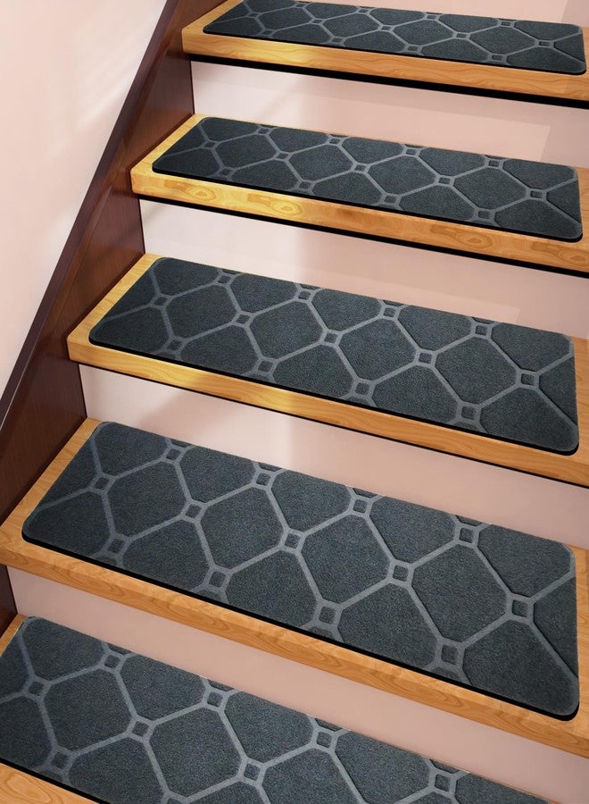 Demiwise Non Slip Stair Treads for Wooden Steps Indoor，15 Pack 8" x 30" Non Slip Carpet Stair Treads with Reusable Adhesive Rubber Backing，Staircase Step Treads Carpet Treads for Kids Elders and Pets - Image 1