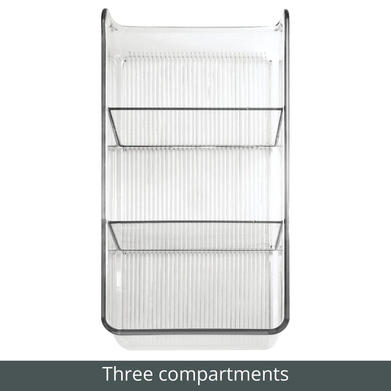 mDesign Plastic Food Storage Bin Organizer with 3 Compartments for Kitchen Cabinet, Pantry, Shelf, Drawer, Fridge, Freezer Organization - Holds Snack Bars - Ligne Collection - 4 Pack - Clear - Image 3