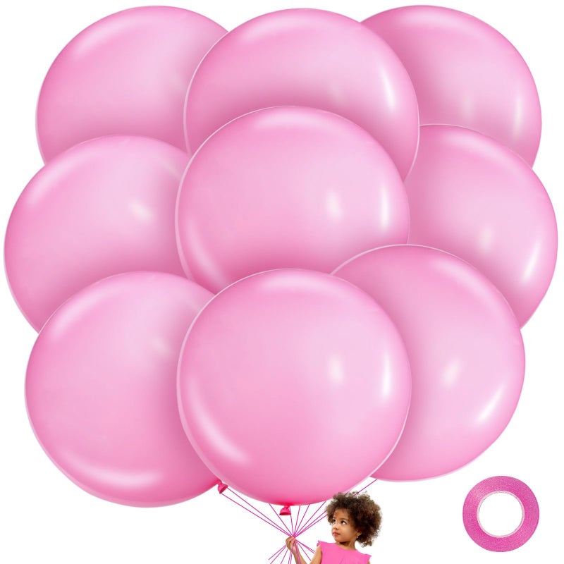 LEEZZIZZ Pink Giant Balloons 36 Inch Large Latex Balloons 9 Pcs Jumbo Balloons Bluk for Kids Party Wedding Birthday Supply Decorations - Image 3