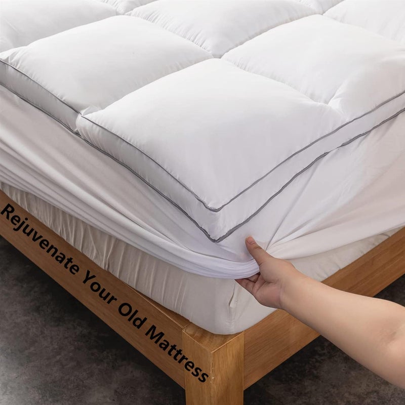 DROVAN Mattress Pad King Size - Extra Thick Mattress Cover - Pillow Top Deep Pocket with Breathable 7D Spiral Fiber Filling Cooling Mattress Topper - Image 2