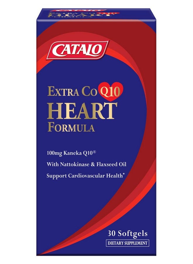 CATALO Extra CoQ10 Formula - 100mg Coenzyme Q10, Flaxseed Oil, Fermented Soybean Extract, 60 Softgels, Gluten-Free - Image 1