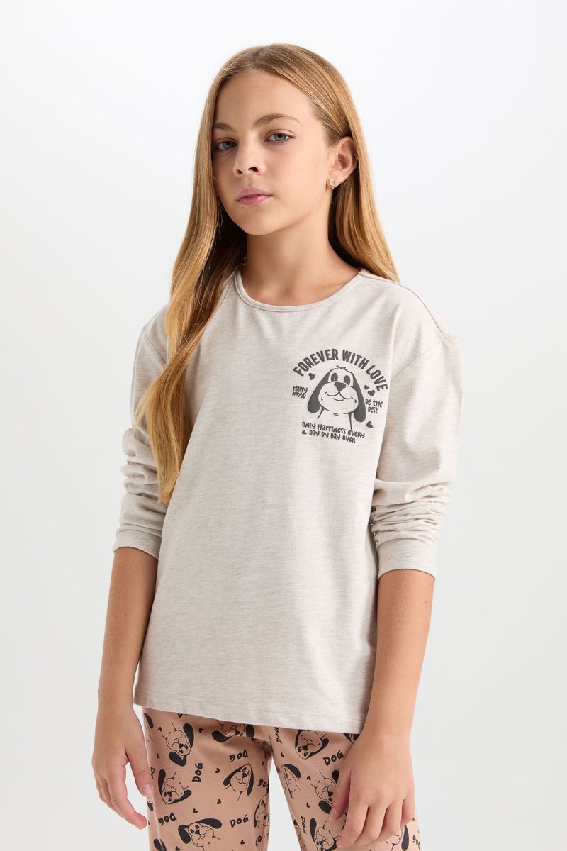 ديفاكتو طقم بيجاما بناتي بيج قصة عادية وكم طويل - قطعتين - Image 3