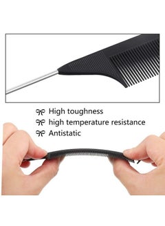 Patelai 12 Pieces Parting Comb For Braids Rat Tail Comb Steel Pintail Comb Fine Teeth Comb Heat Resistant Teasing Combs With Stainless Steel Pintail  - Image 4