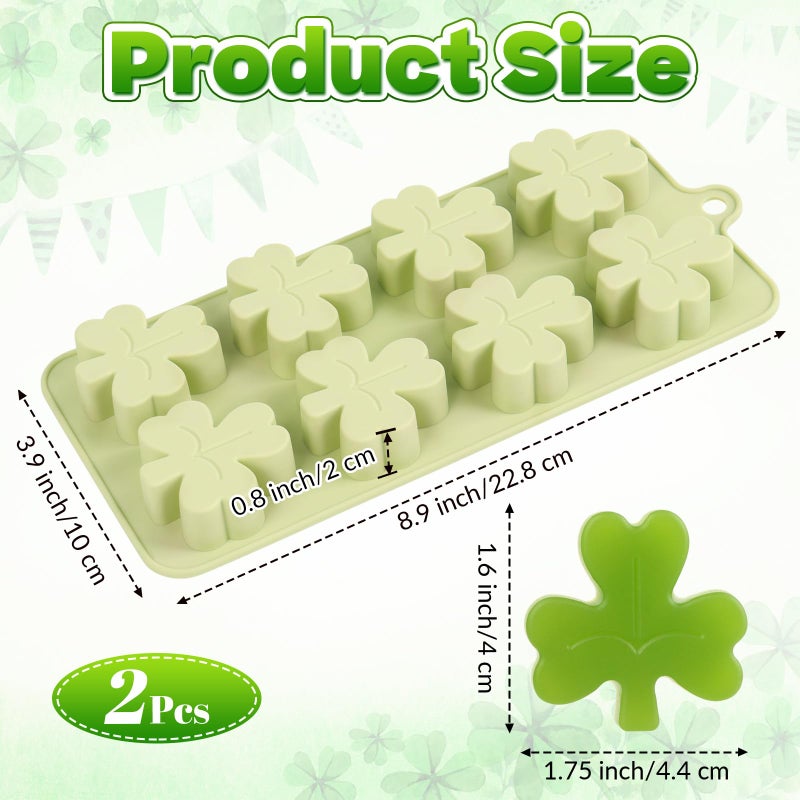 KINYFY 2 Pcs Shamrock Silicone Molds, St Patrickâ€™s Clover Molds, St Patrickâ€™s Non-Stick Dessert Mold for DIY Cake, Chocolate, Candy, Jelly, Wax Melt, Ice Cubes - Image 2
