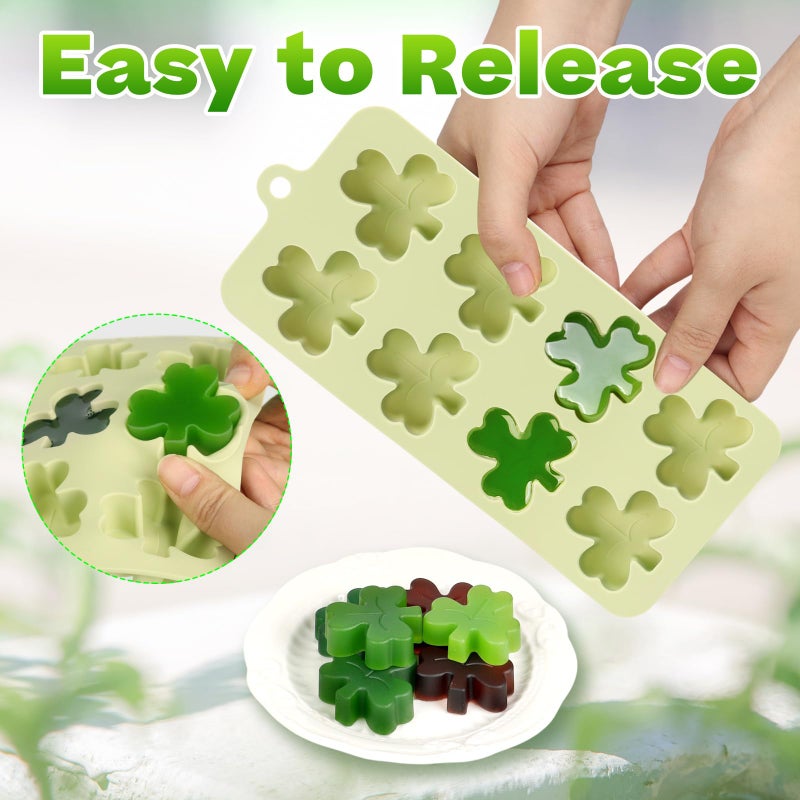 KINYFY 2 Pcs Shamrock Silicone Molds, St Patrickâ€™s Clover Molds, St Patrickâ€™s Non-Stick Dessert Mold for DIY Cake, Chocolate, Candy, Jelly, Wax Melt, Ice Cubes - Image 4