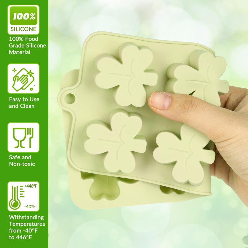 KINYFY 2 Pcs Shamrock Silicone Molds, St Patrickâ€™s Clover Molds, St Patrickâ€™s Non-Stick Dessert Mold for DIY Cake, Chocolate, Candy, Jelly, Wax Melt, Ice Cubes - Image 5
