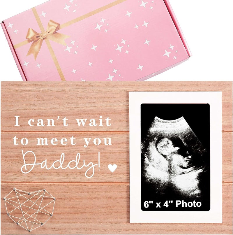 Sioial Fathers Day Gift for New DadPregnancy Announcement for DaddyUltrasound KeepsakeFirst Time Dad PresentPhoto Frame Picture FrameI Cant Wait To Meet You Daddy - Image 1