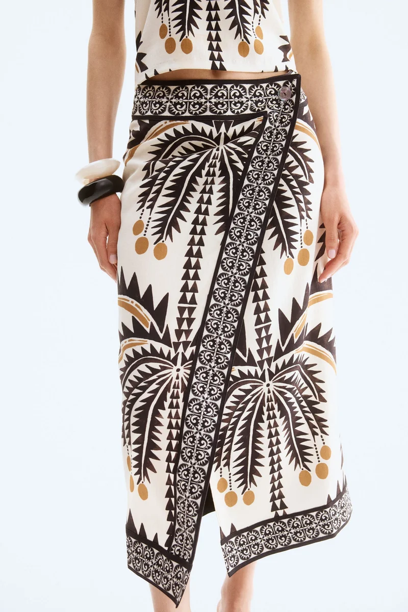 H&M Printed wrap skirt