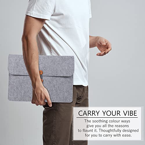 GadgetBite Felt Design 15 inches Laptop Sleeve Case Compatible for MacBook Pro/MacBook Air and All Other 15 inches laptops, Velvet Inner Lining Protection Smooth and Button Lock (Light Grey) - Image 5