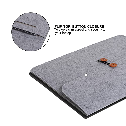 GadgetBite Felt Design 15 inches Laptop Sleeve Case Compatible for MacBook Pro/MacBook Air and All Other 15 inches laptops, Velvet Inner Lining Protection Smooth and Button Lock (Light Grey) - Image 2