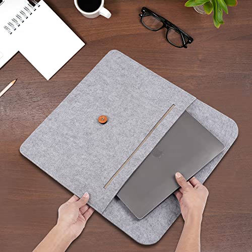 GadgetBite Felt Design 15 inches Laptop Sleeve Case Compatible for MacBook Pro/MacBook Air and All Other 15 inches laptops, Velvet Inner Lining Protection Smooth and Button Lock (Light Grey) - Image 4