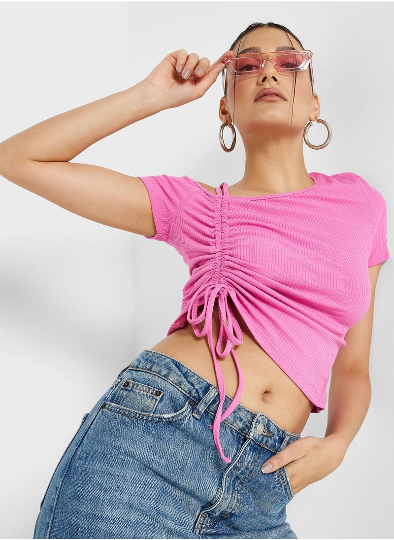 Ginger - Ribbed Ruched Detail Top - Image 1