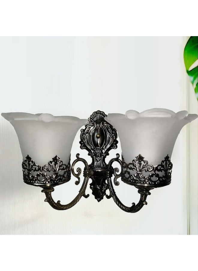 SINOMAN مصباح جداري مزخرف أنيق من SINOMAN مع ظل زجاجي مزدوج بتشطيب ذهبي، مصباح جداري معدني مع قاعدة E27، لغرفة النوم، غرفة المعيشة، الممر، أو الدرج (مع لمبة) - Image 5