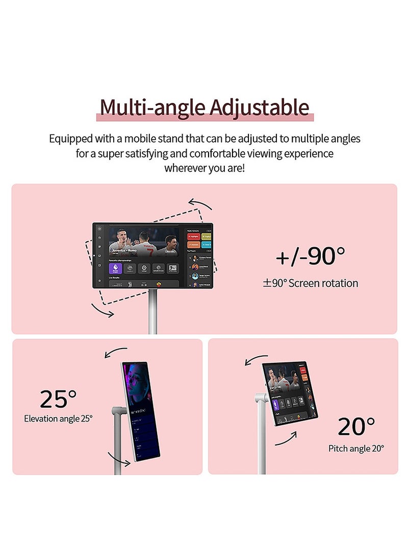 FlashHawk 21.5-Inch Portable TV with Adjustable Floor Touch Screen Smart TV | 6G RAM+128G Storage| Build-in Camera, 6000aMh Battery 8H Video Play Time, White  - Image 5