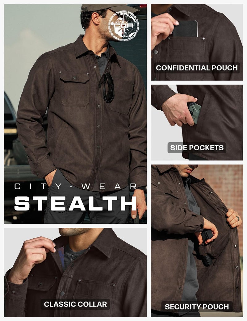 CQR Men's Flannel Shirt Jacket Long Sleeve, Winter Warm Outdoor Casual Plaid Jacket Coat with Pockets, Suede Stealth Woods Night, XX-Large - Image 5