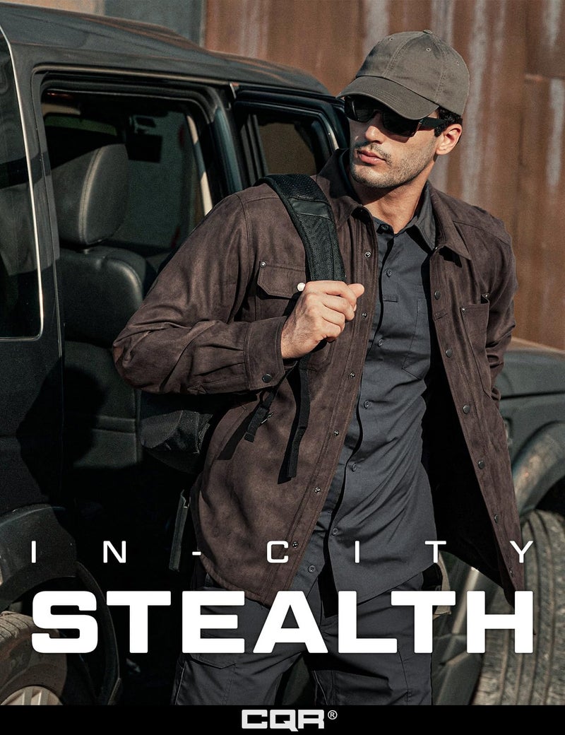 CQR Men's Flannel Shirt Jacket Long Sleeve, Winter Warm Outdoor Casual Plaid Jacket Coat with Pockets, Suede Stealth Woods Night, XX-Large - Image 4