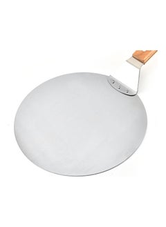 NIBEMINENT Round Wooden Handle Pizza Shovel Silver  - Image 5